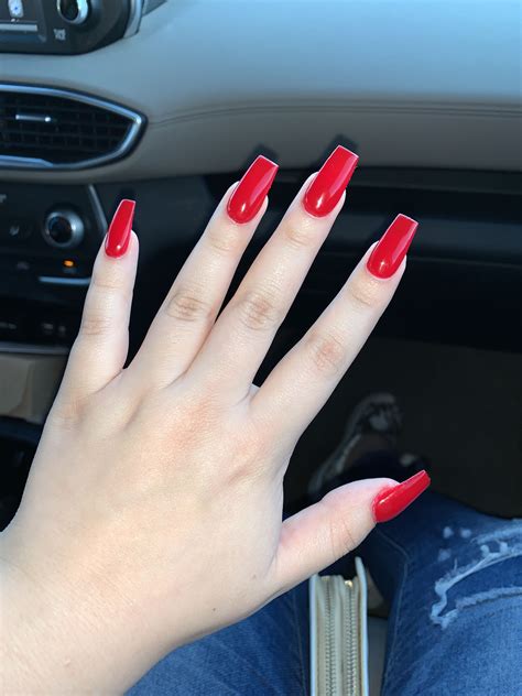 red square nails|red acrylic nails tapered square.